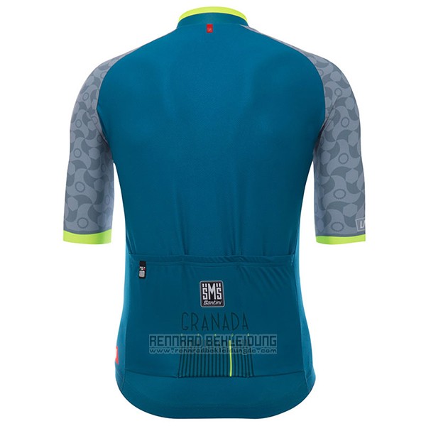 2017 Fahrradbekleidung Granada Vuelta Espana Blau Trikot Kurzarm und Tragerhose